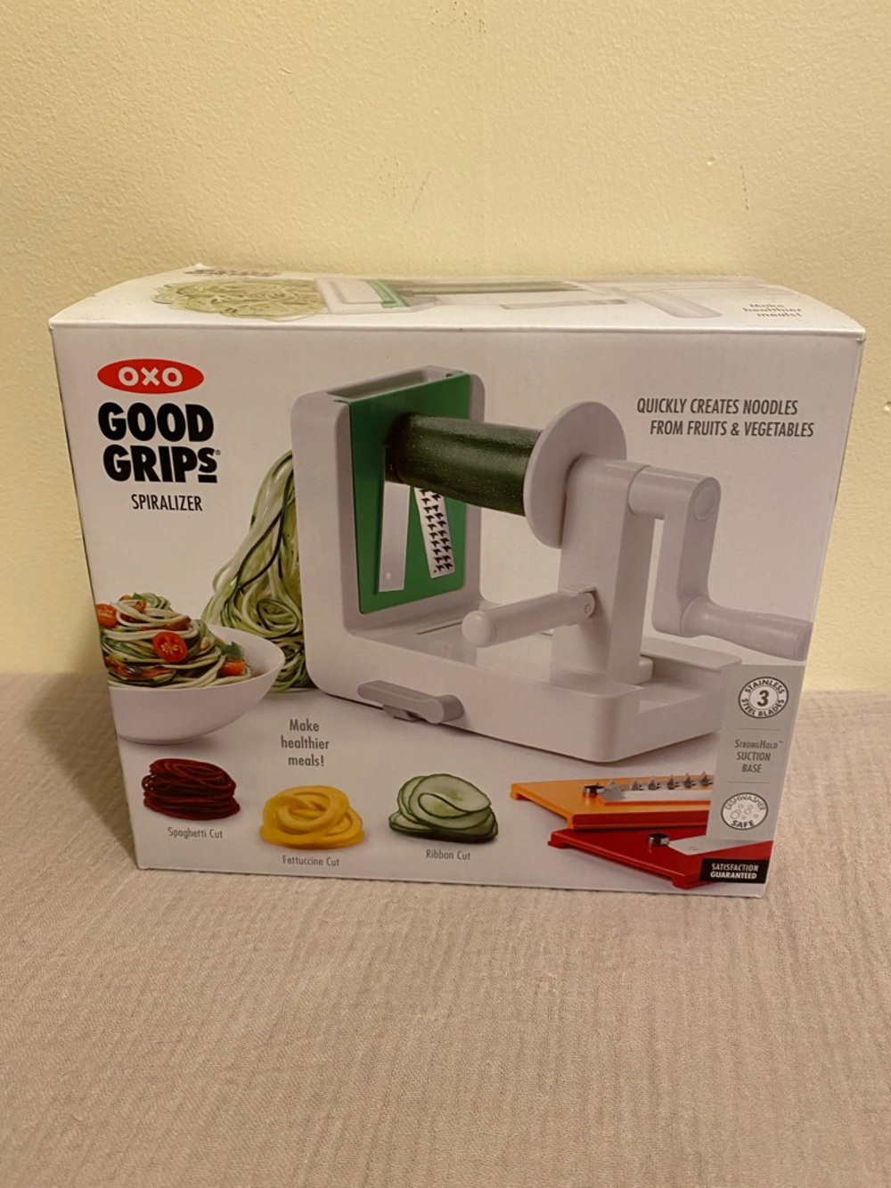 OXO Good Grips Spiralizer with White Body and Orange, Red, Green, Gray Blades